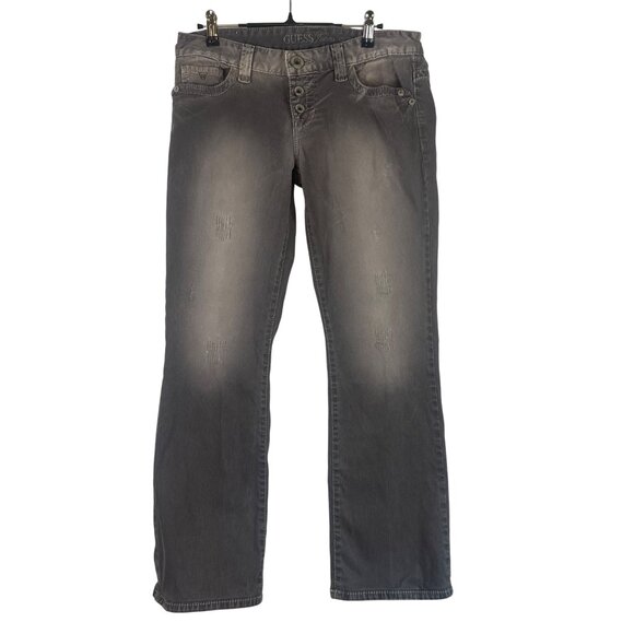 Guess 1981 Gray Jeans w/ Vintage Wash Button Fly Daredevil Womans Junior 29 Y2K - Picture 1 of 14